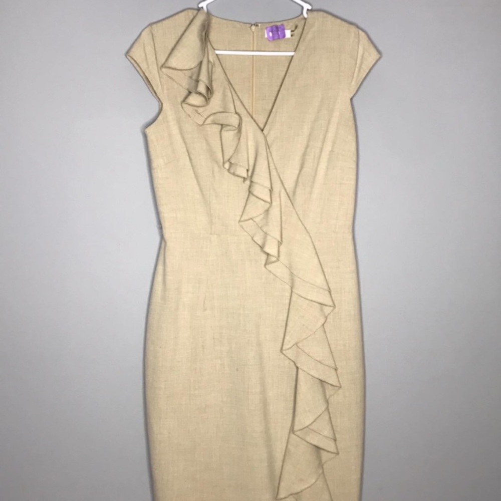 Calvin Klein cream dress with ruffle detail